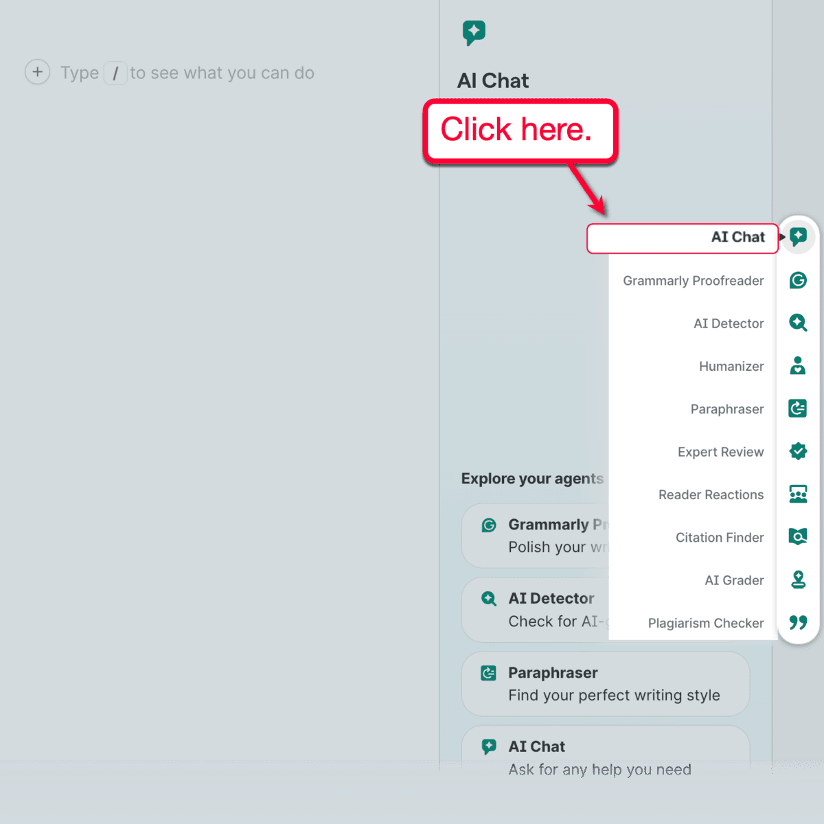 AI Chat Menu