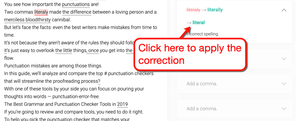 Becorrect Applying Suggestions