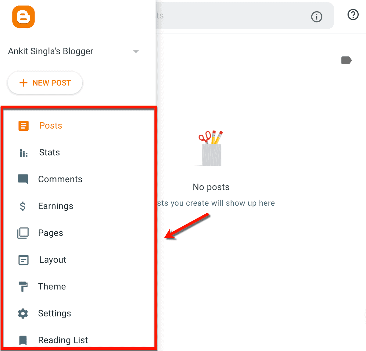 Blogger Main Menu