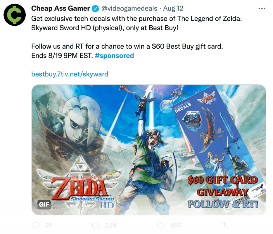 Cheap Ass Gamer Monetized Tweet