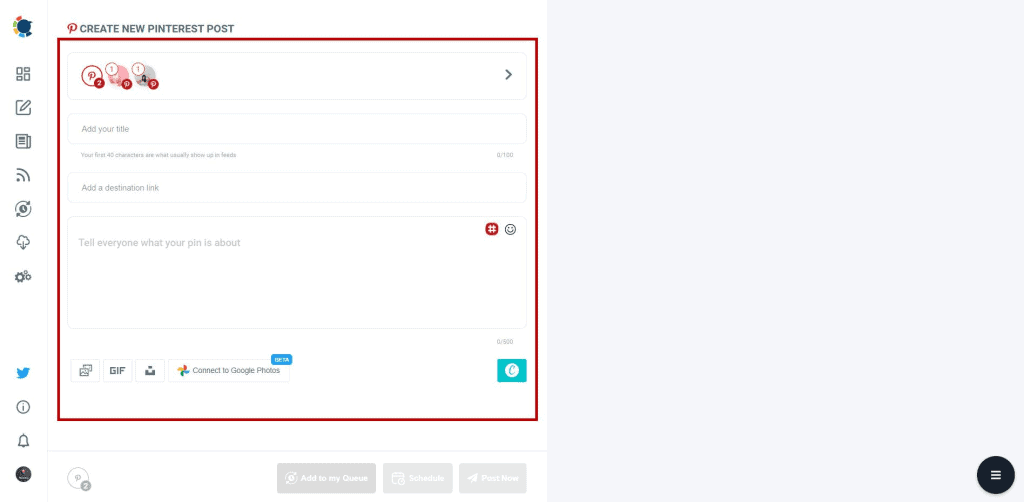 circleboom create new pinterest post