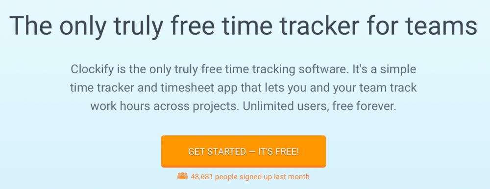 Clockify Homepage