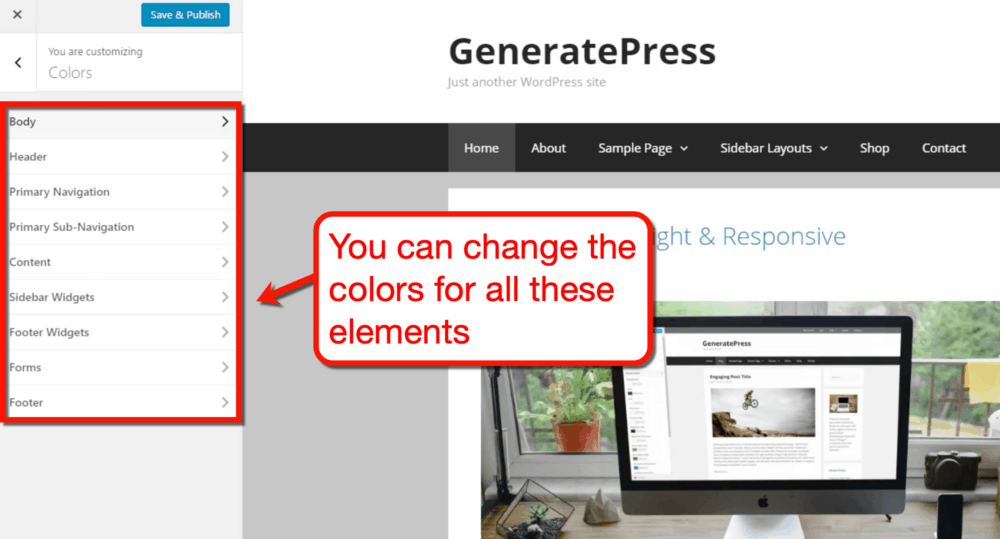 GeneratePress Color Options