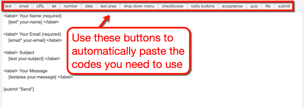 Contact Form 7 Menu Buttons