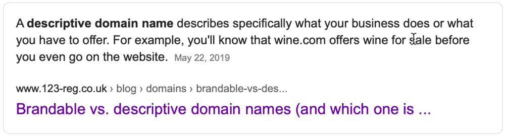 Descriptive Domain Names definition