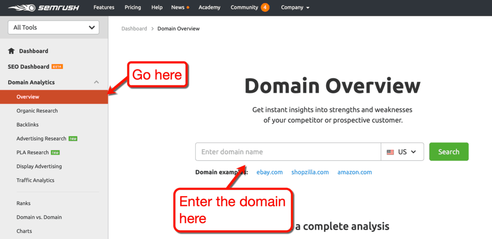 Domain Analytics New Search