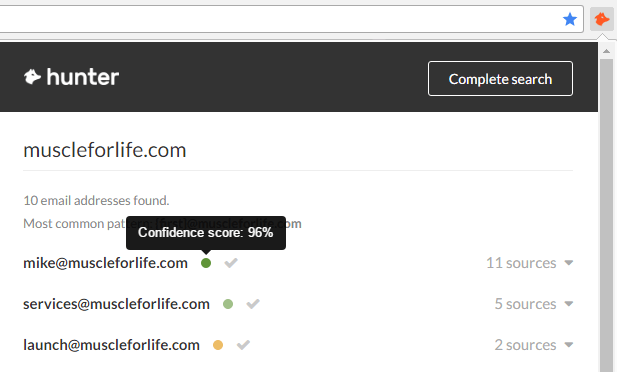 Email Hunter Google Chrome Extension