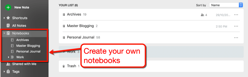 Evernote Notebooks
