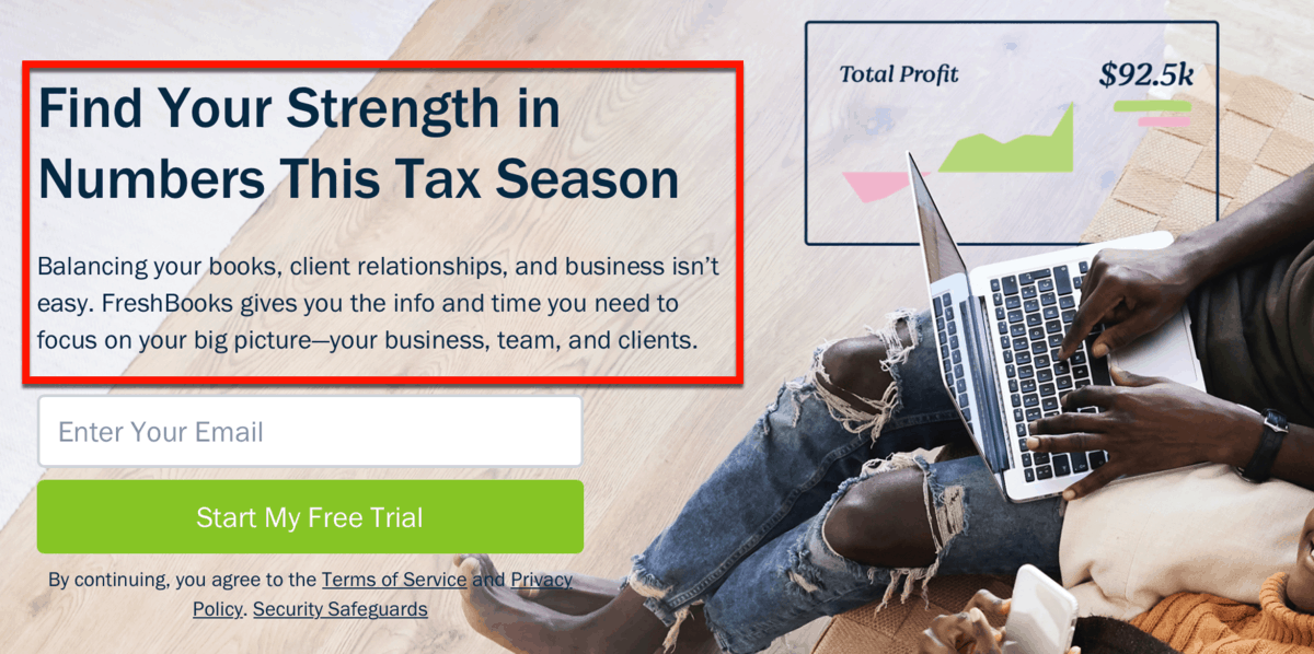 Value Proposition Example from FreshBooks