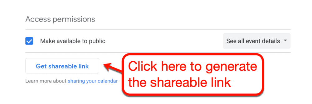 Google Calendar access permissions