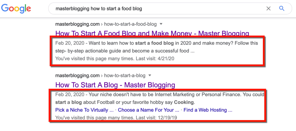 Google SERP Meta Descriptions