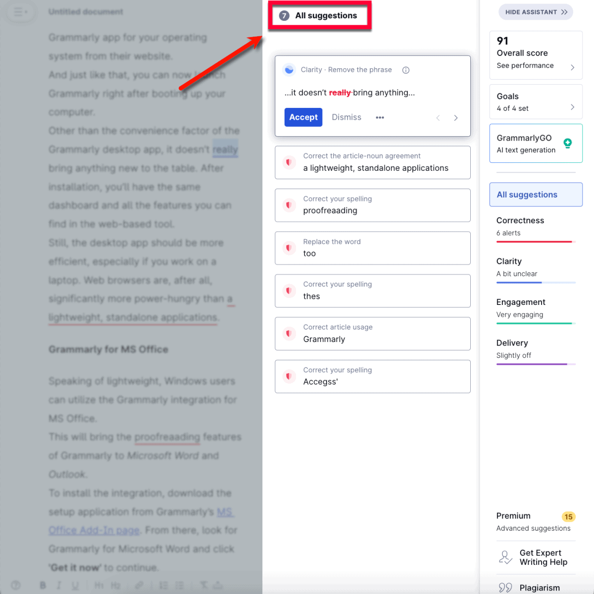 Grammarly Issues Detected