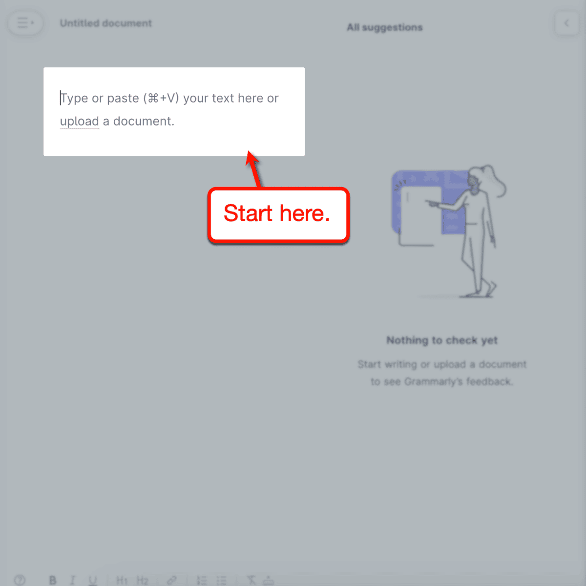 Grammarly main text editor
