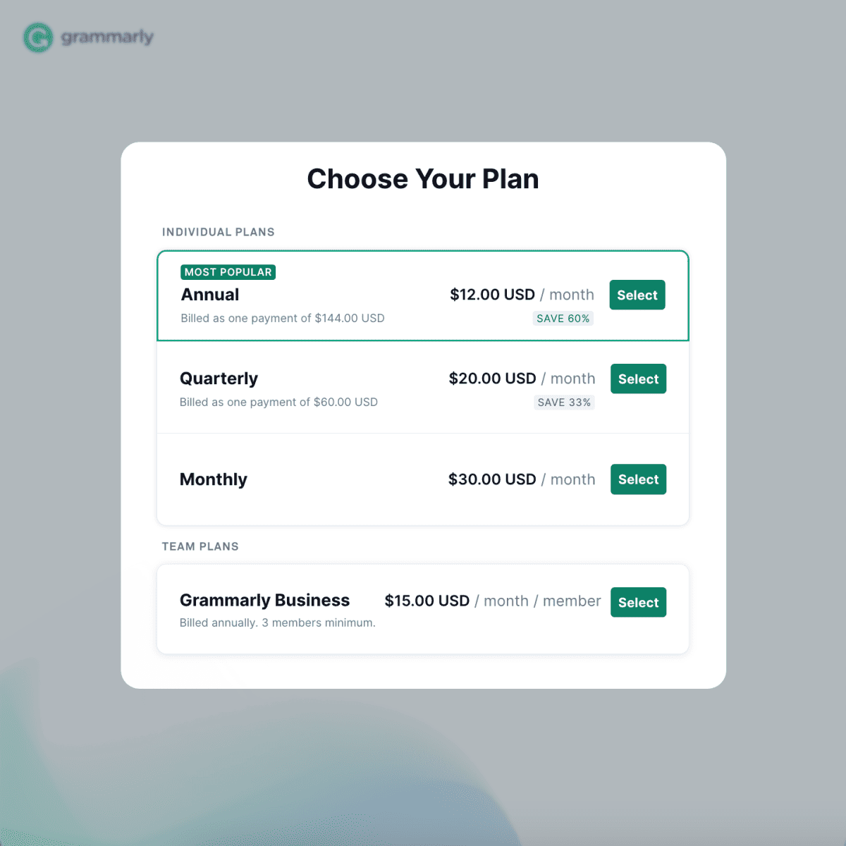 Grammarly Pricing