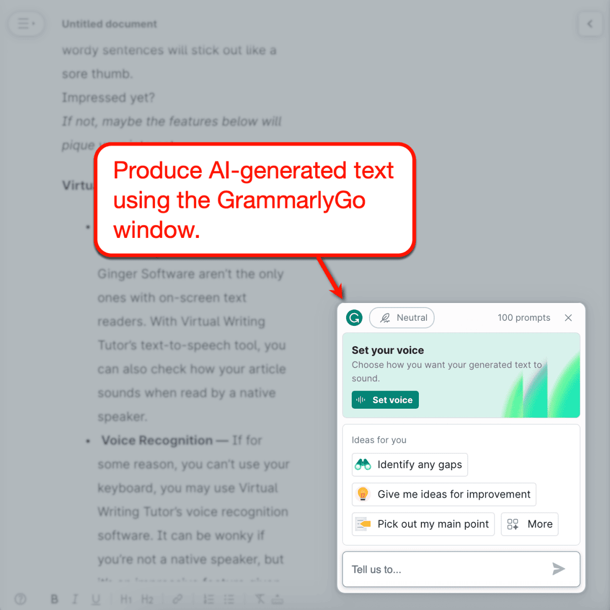 GrammarlyGo Main Window