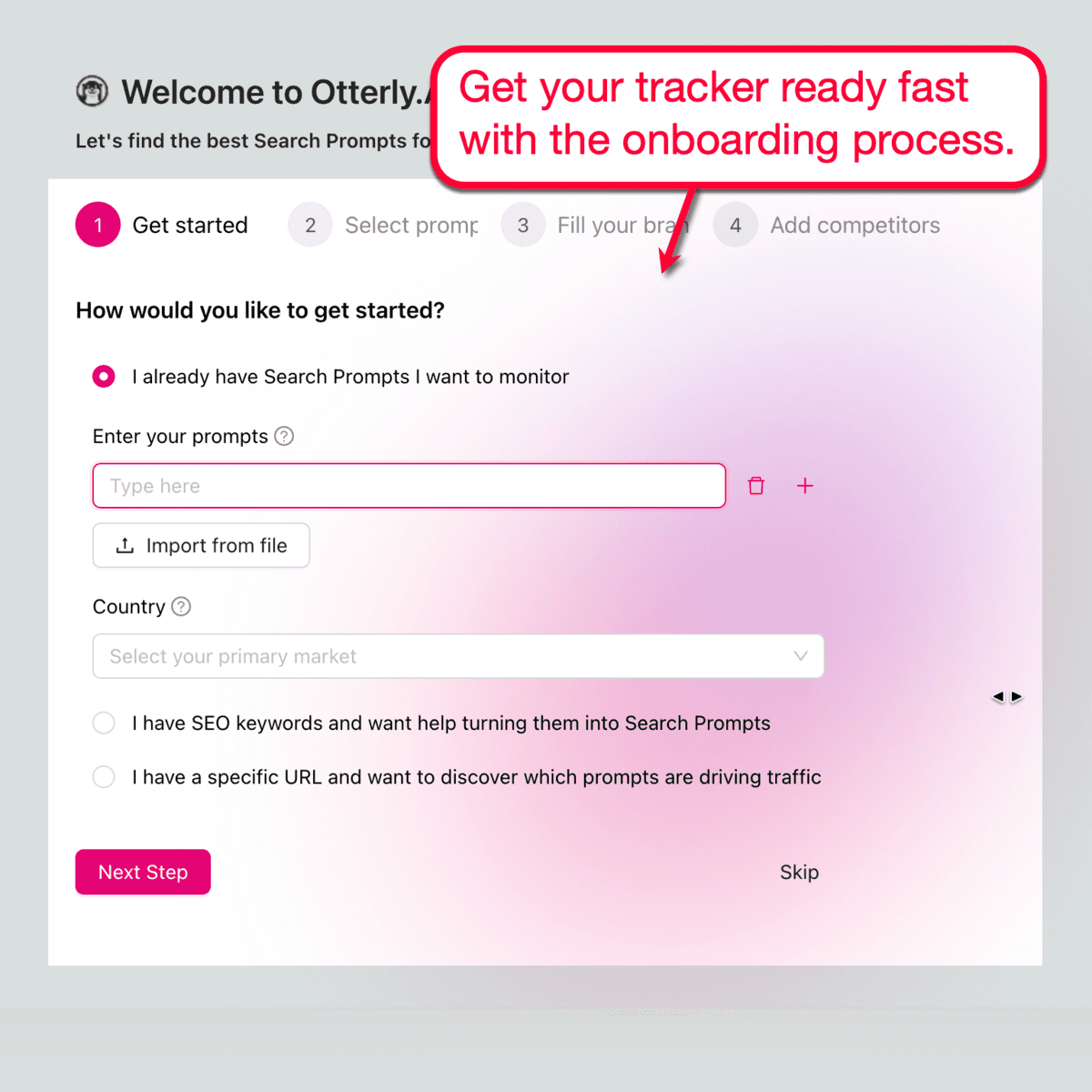 Otterly.ai onboarding process