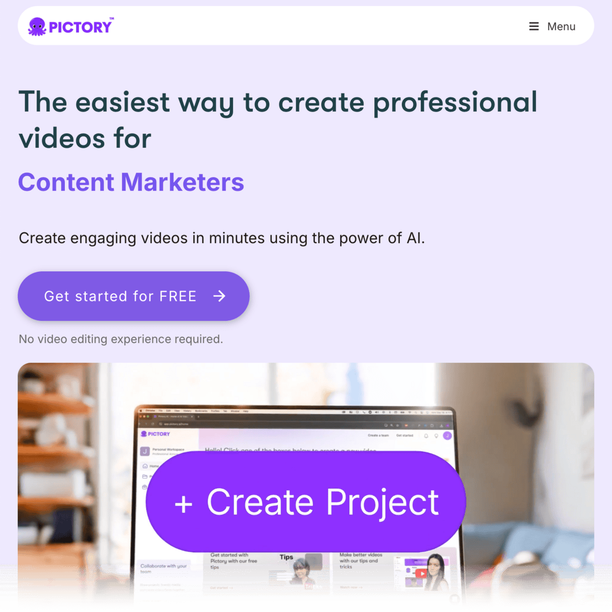Pictory Homepage