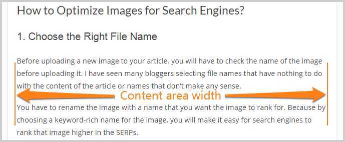 Content width area