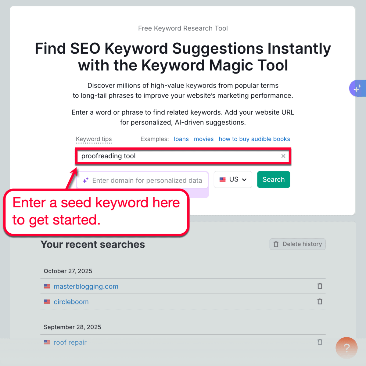 Semrush One Keyword Magic Tool