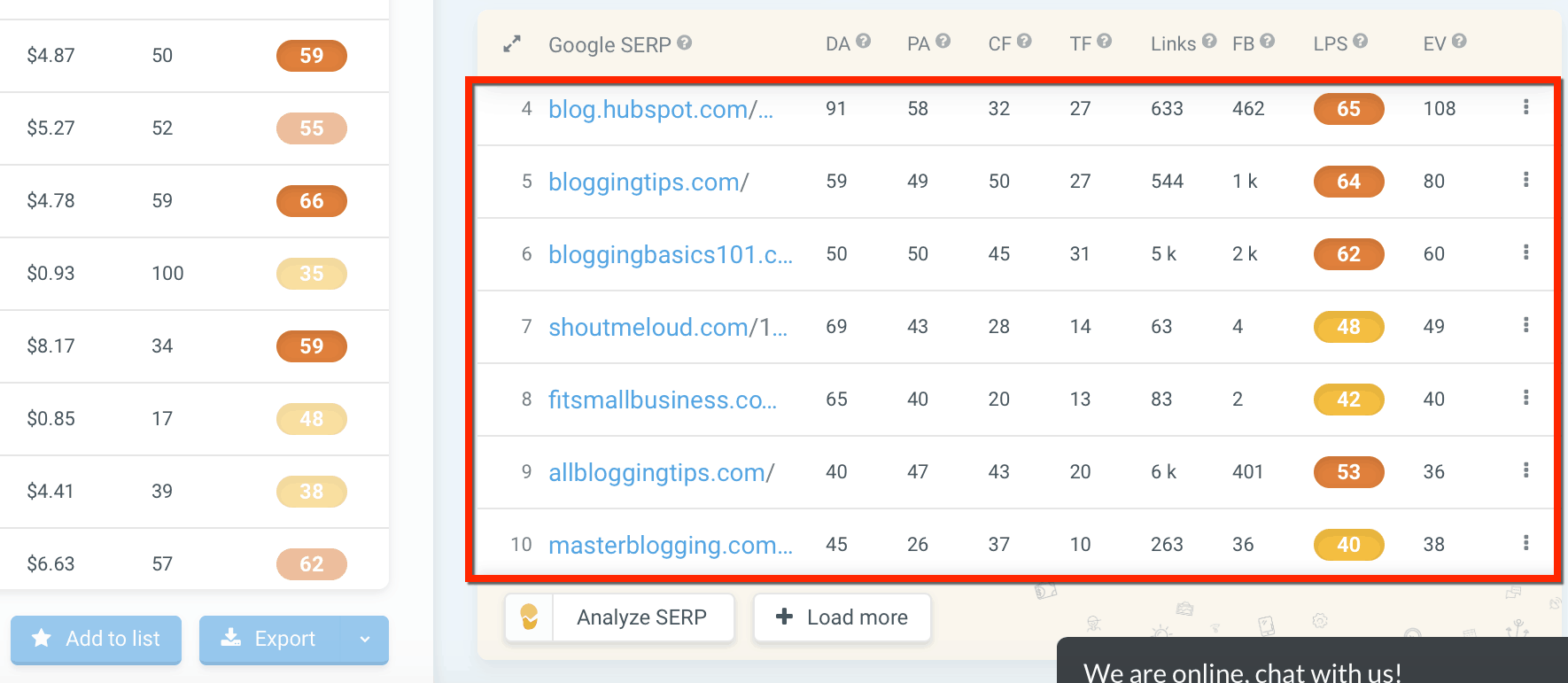 kwfinder keyword suggestions