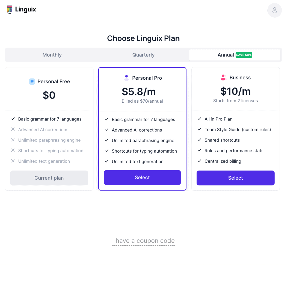 Linguix Pricing