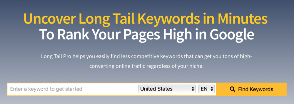 Long Tail Pro Homepage
