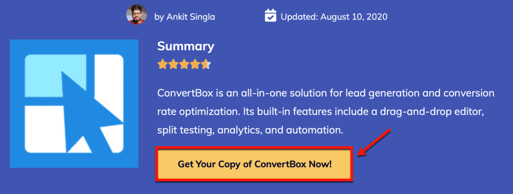 CTA button above the fold