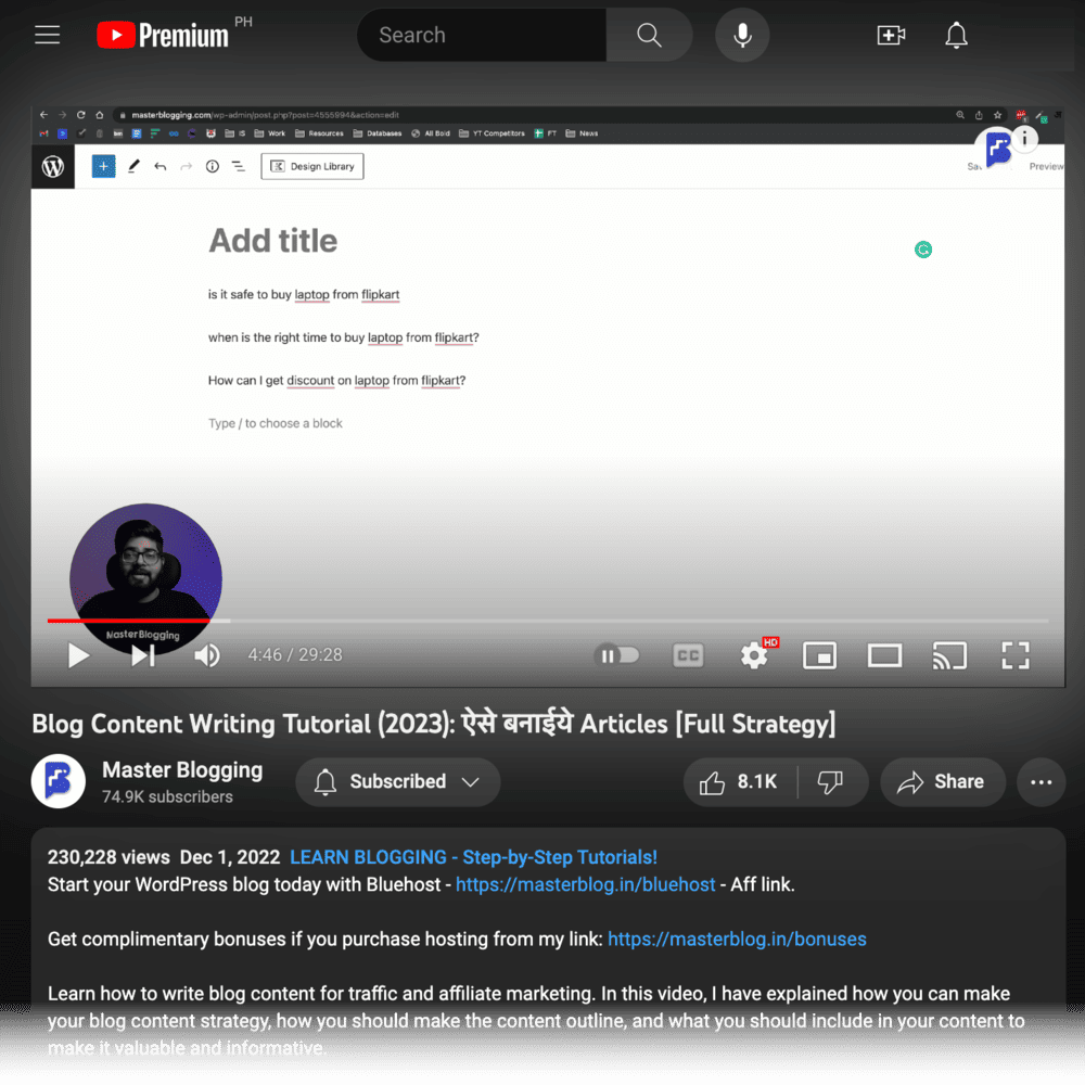 Video on Master Blogging channel on YouTube.