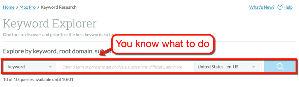 Moz Keyword Explorer Interface