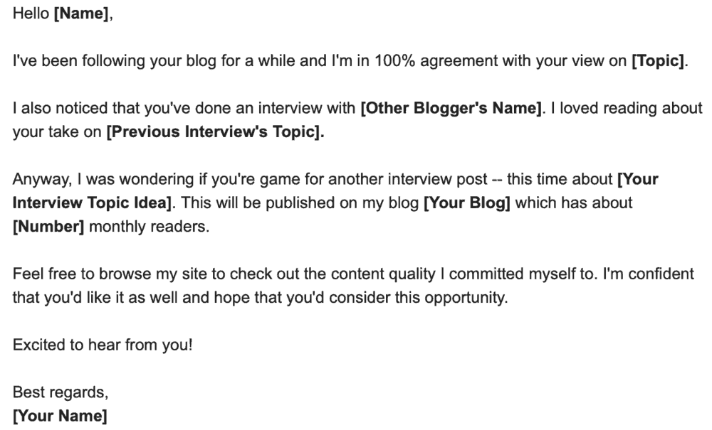 Email Outreach Template for Interview Invitations