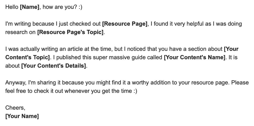 Outreach Email Sample Resource Page