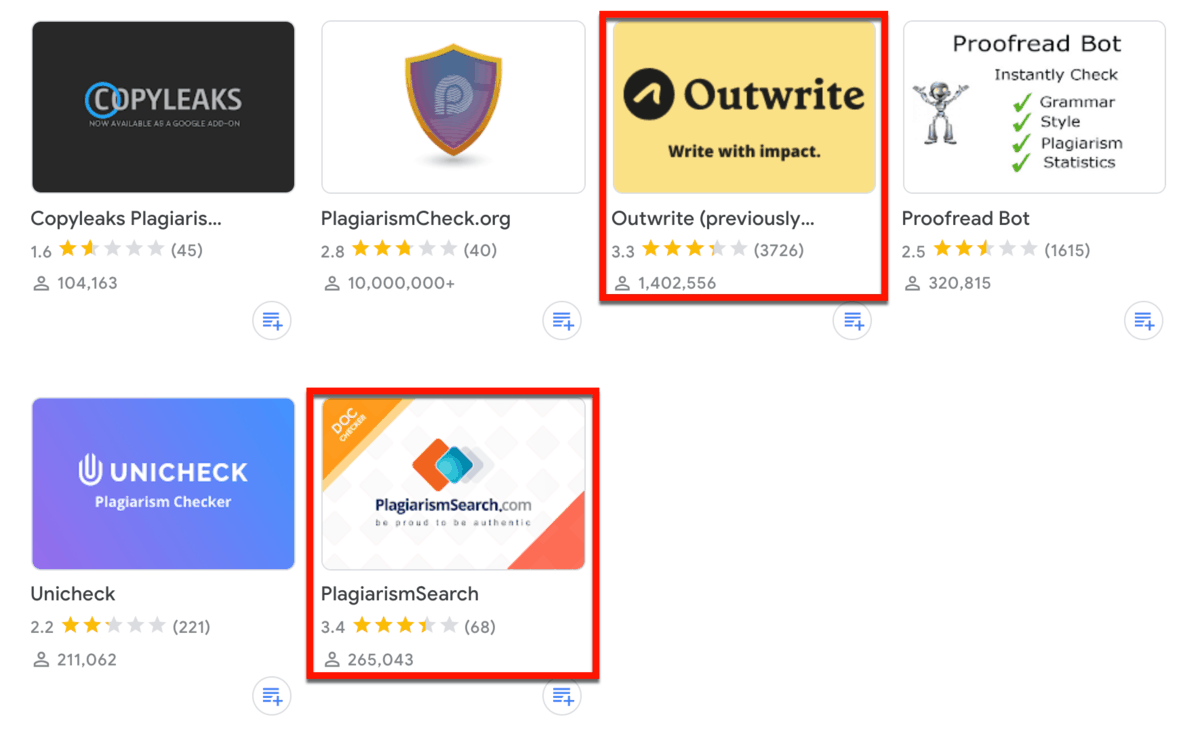 Outwrite and PlagiarismSearch