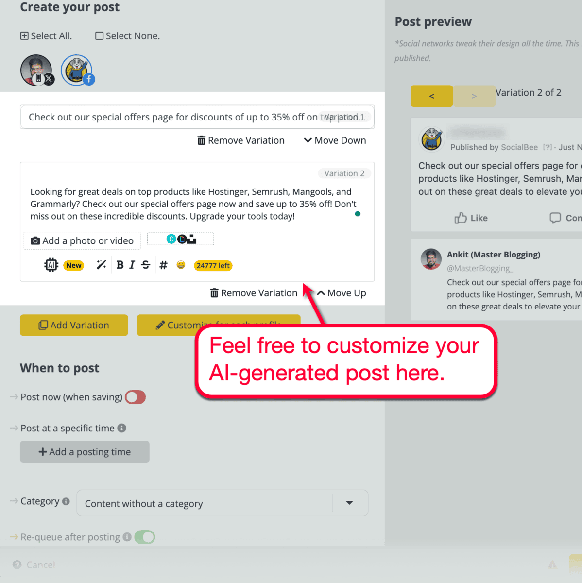 AI Post Customizer