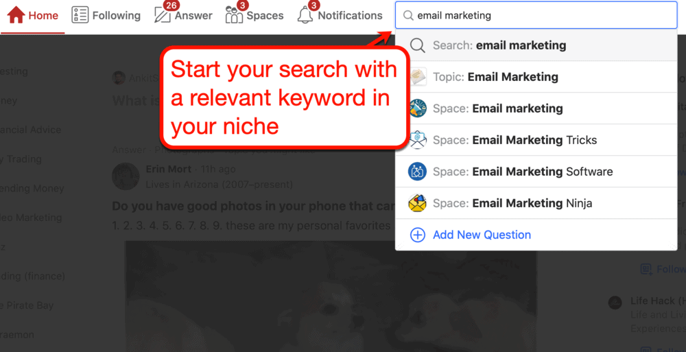 Quora search