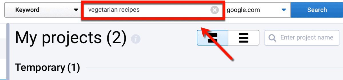 Seed Keyword Entered