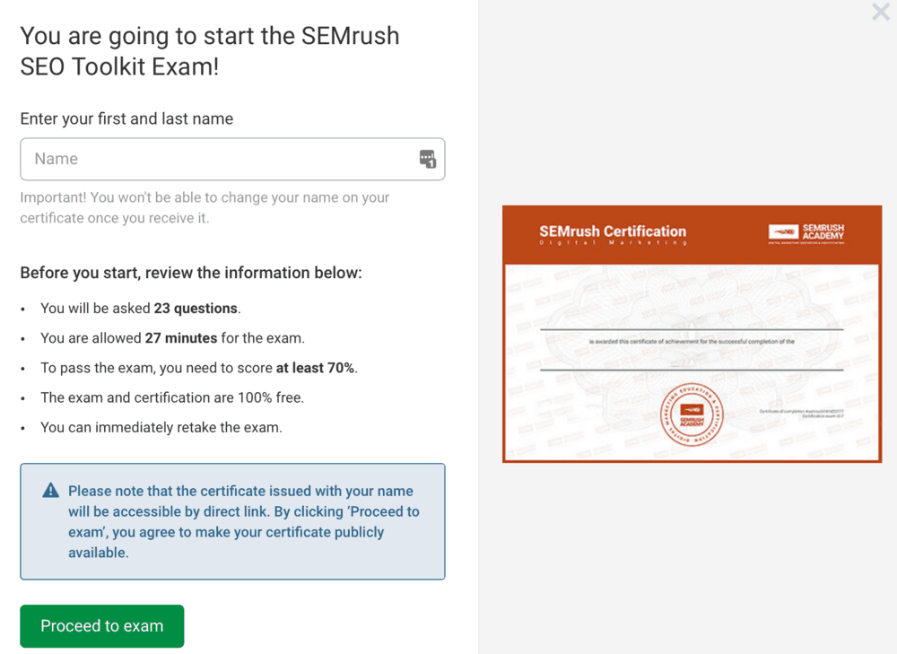 SEMrush Academy Exams