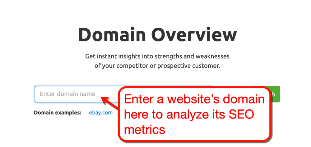 SEMrush Domain Overview Tool