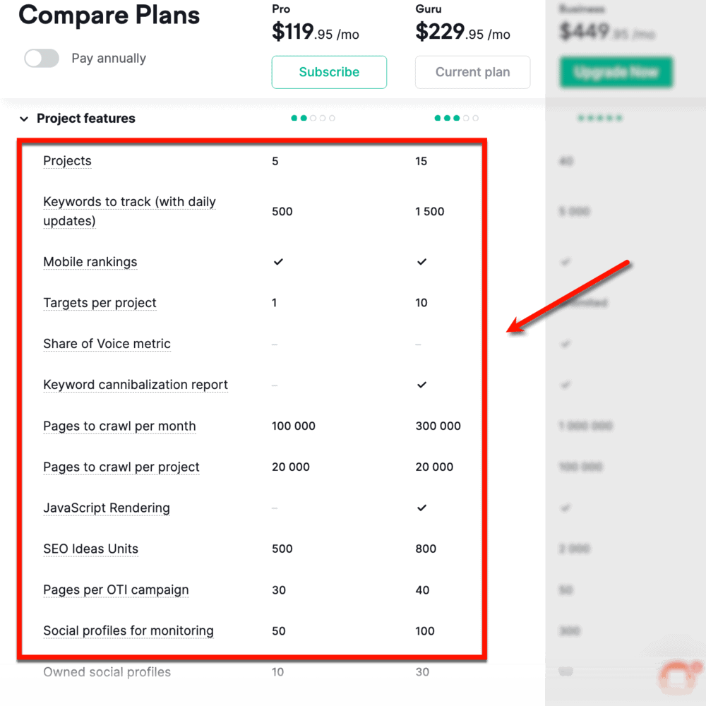 Semrush Project Management Limits