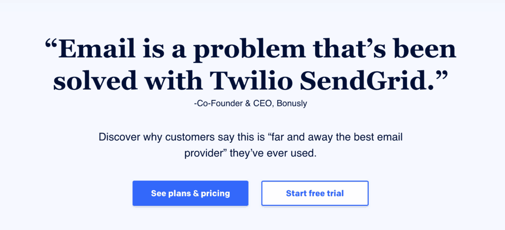 SendGrid Homepage