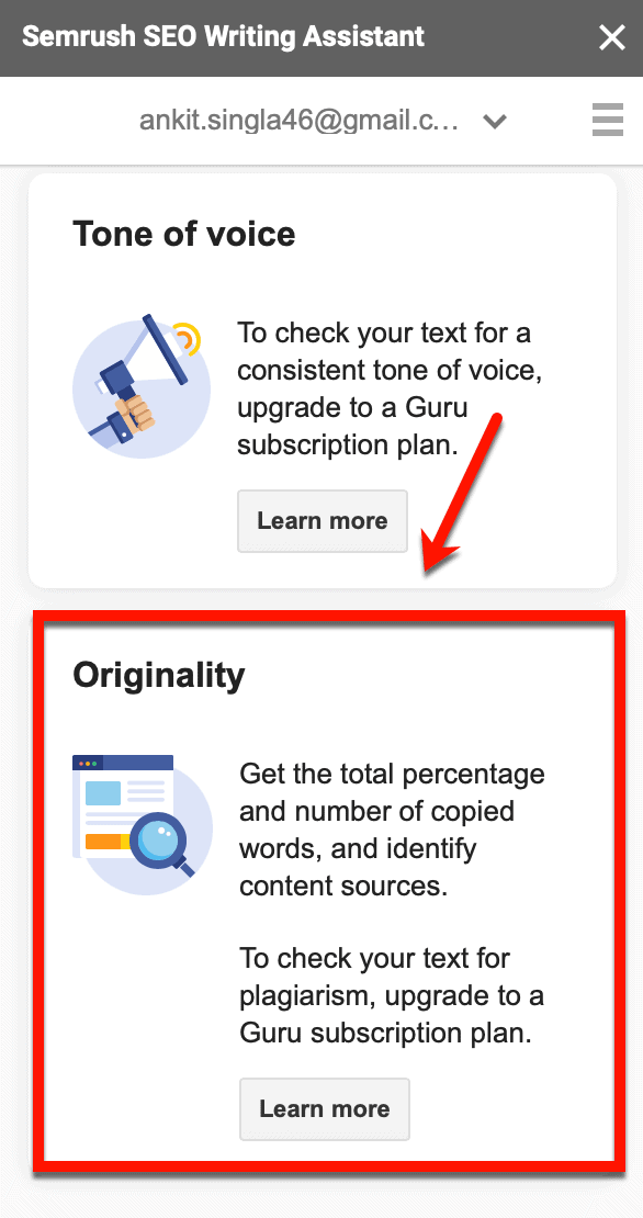 SEO Writing Assistant Originality Tool