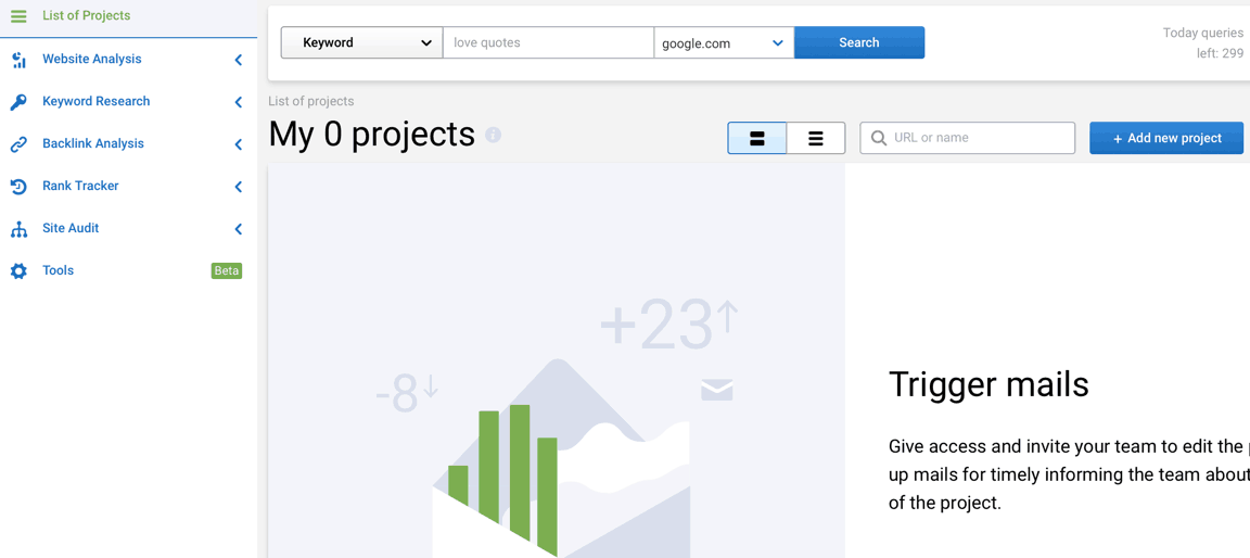 Serpstat List of Projects