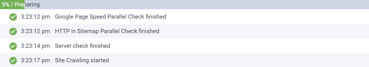 Serpstat Site Audit Live Progress
