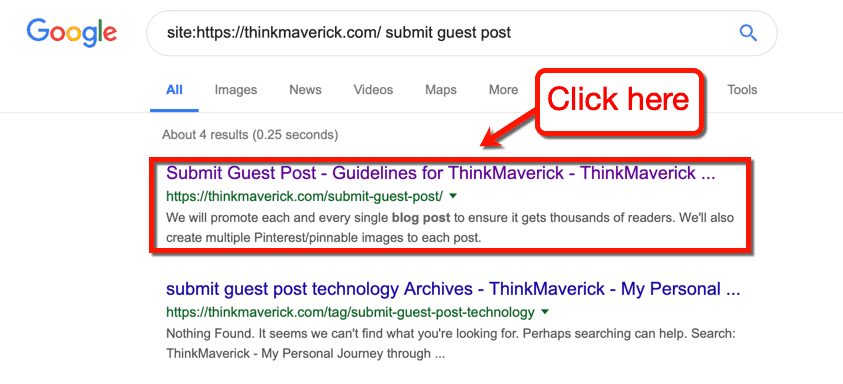 ThinkMaverick in SERP