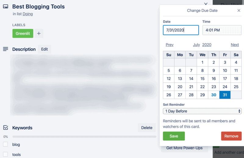 Trello Card Options