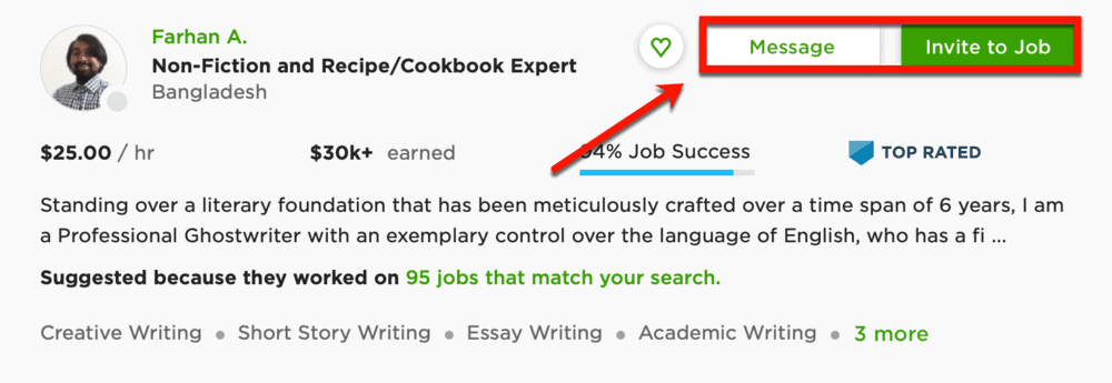 Ways to contact freelancers on Upwork