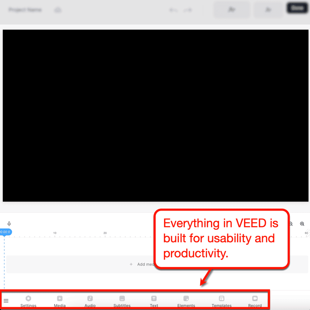 VEED main toolbar