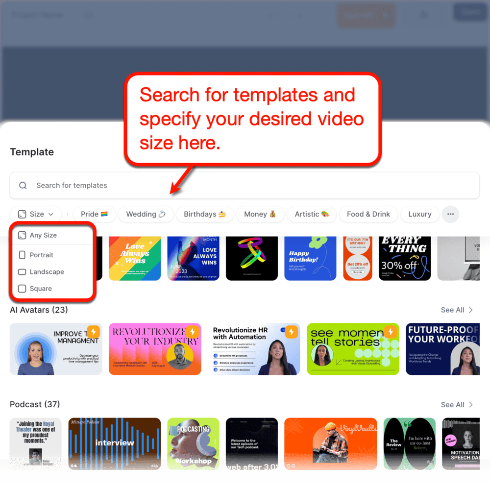 VEED template library