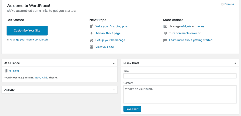 WordPress Dashboard