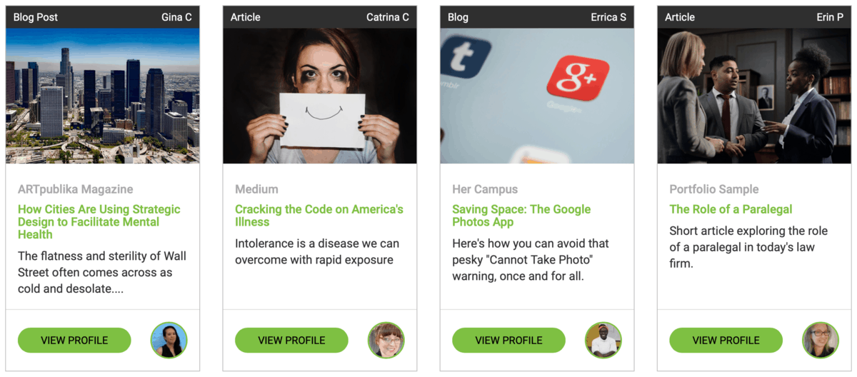 WriterAccess Portfolio Gallery