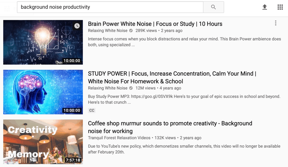 White Noise Playlist on YouTube